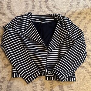 Ann Taylor Navy and White Striped Blazer Sz small